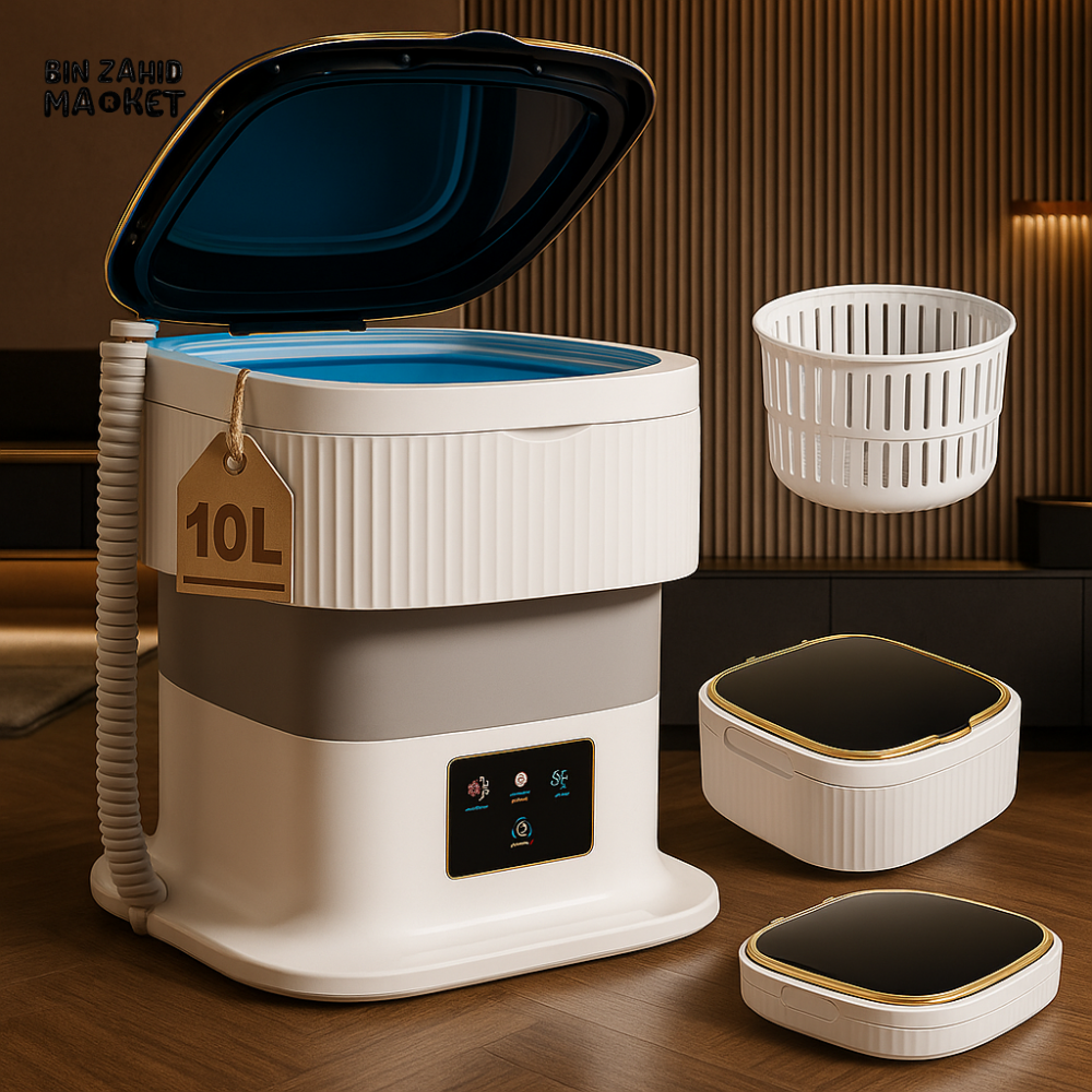 11L FOLDABLE MINI WASHING MACHINE WITH BUILT-IN DRAIN PIPE & READY-TO-USE DRYER β PORTABLE LAUNDRY SOLUTION FOR HOME & TRAVEL