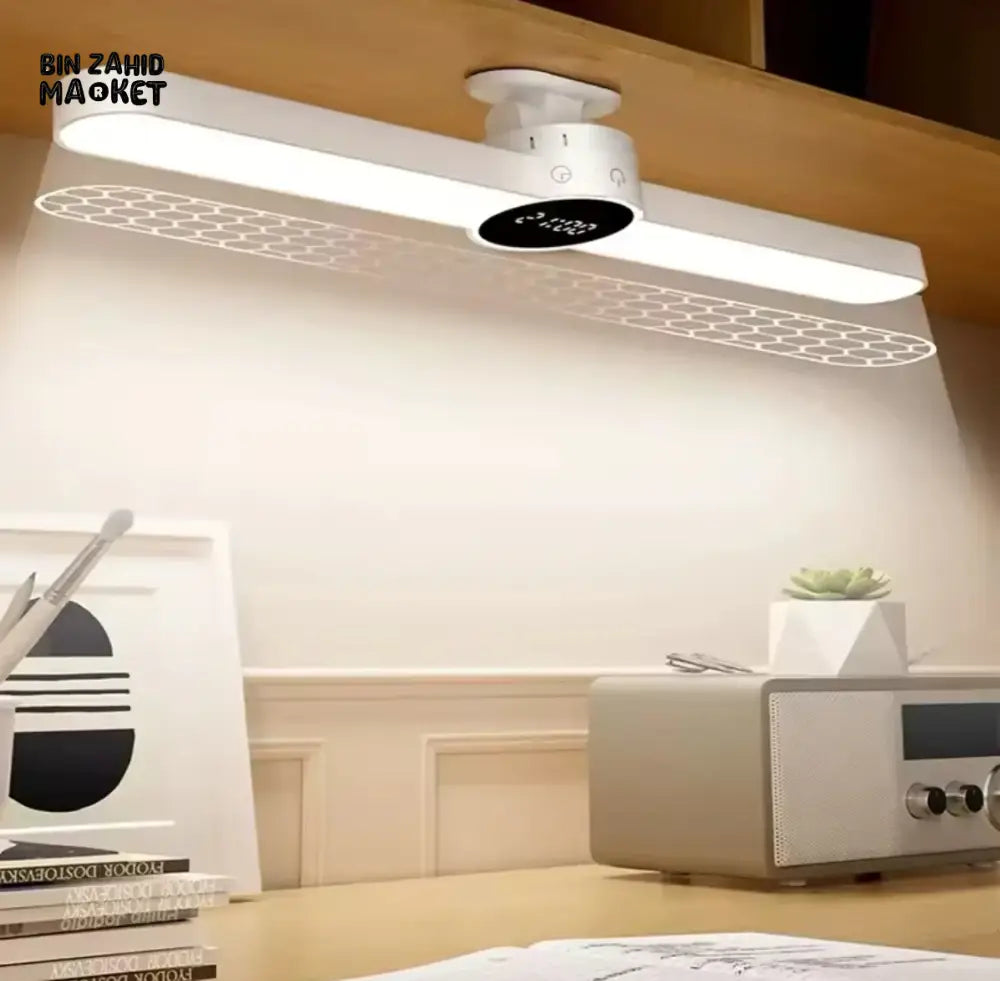 DESK LAMP WITH MAGNETIC CLOCK β LED USB RECHARGEABLE STEPLESS DIMMING NIGHT LIGHT