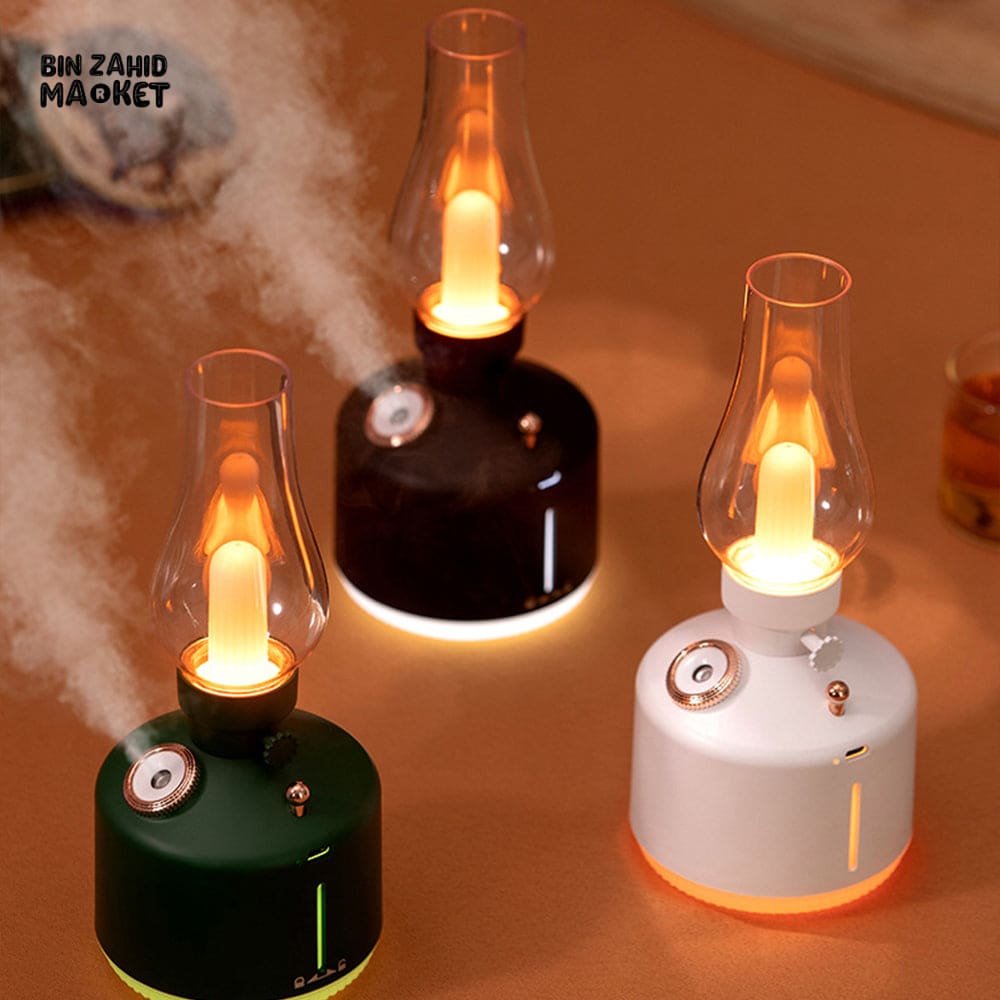 LED RETRO HUMIDIFIER LAMP β WIRELESS CHARGING AROMA DIFFUSER & WATER MIST MAKER WITH NIGHT LIGHT