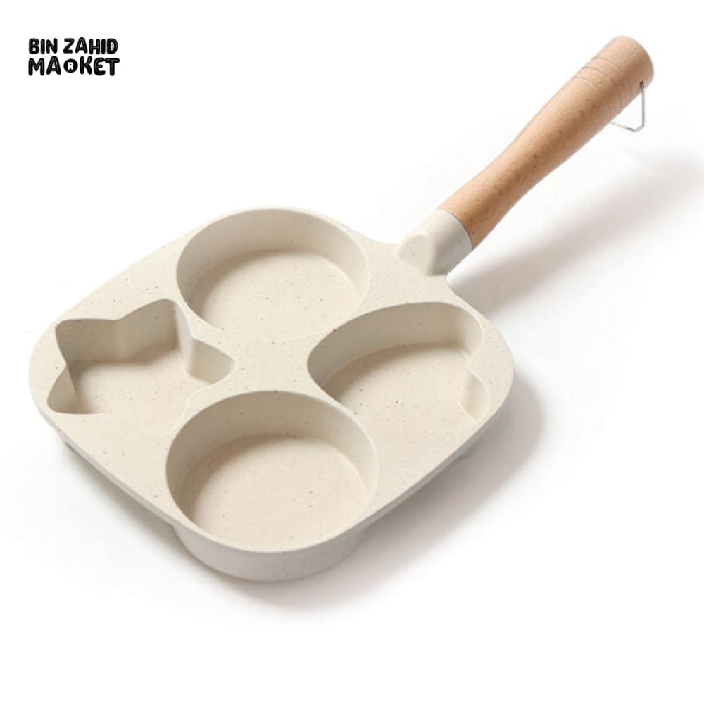 MULTI-SHAPE NON-STICK EGG FRYING PAN WITH WOOD HANDLE β BREAKFAST COOKWARE