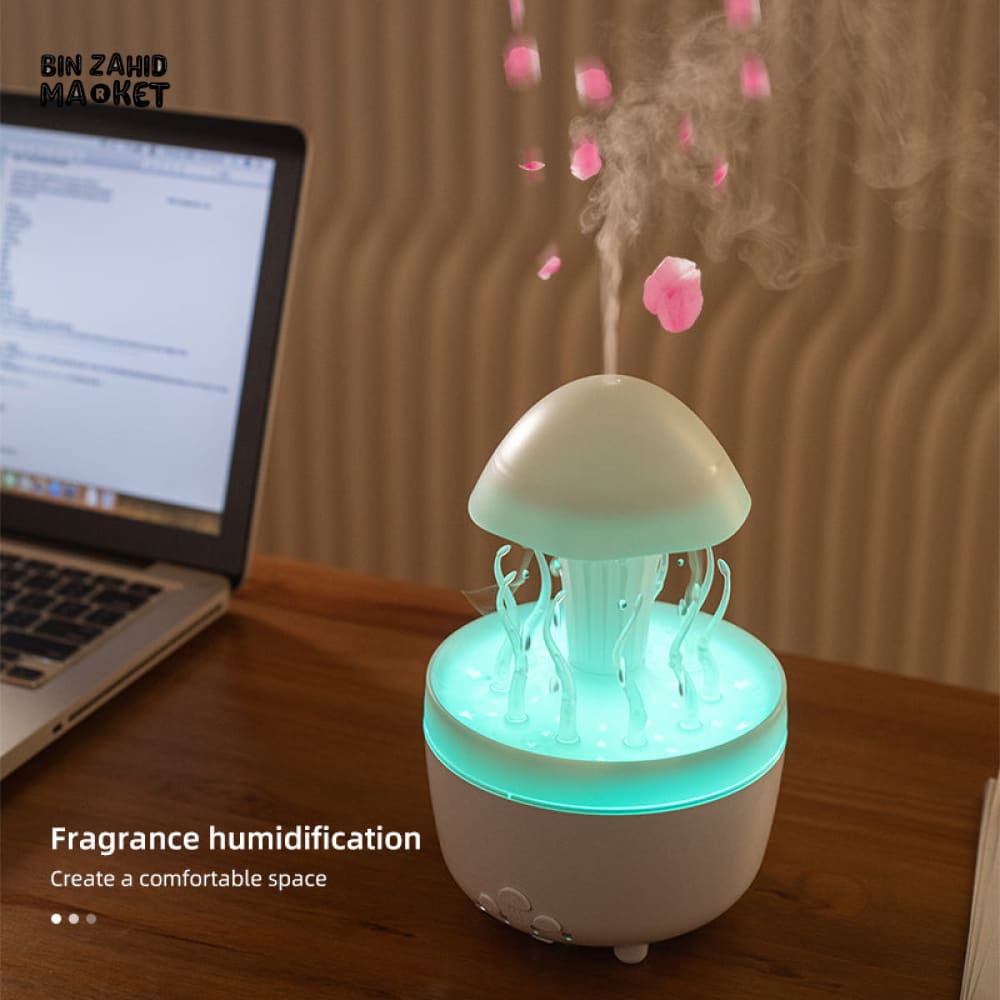 RAINDROP JELLYFISH AROMATHERAPY HUMIDIFIER WITH REMOTE CONTROL β LED MIST DIFFUSER FOR BEDROOM & OFFICE