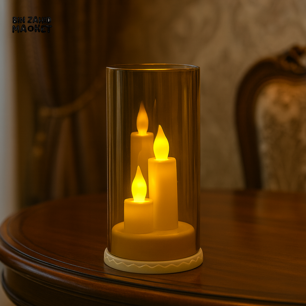 TRANSPARENT LED PLASTIC CANDLES β SET OF 3 FLICKERING SHORT CONES