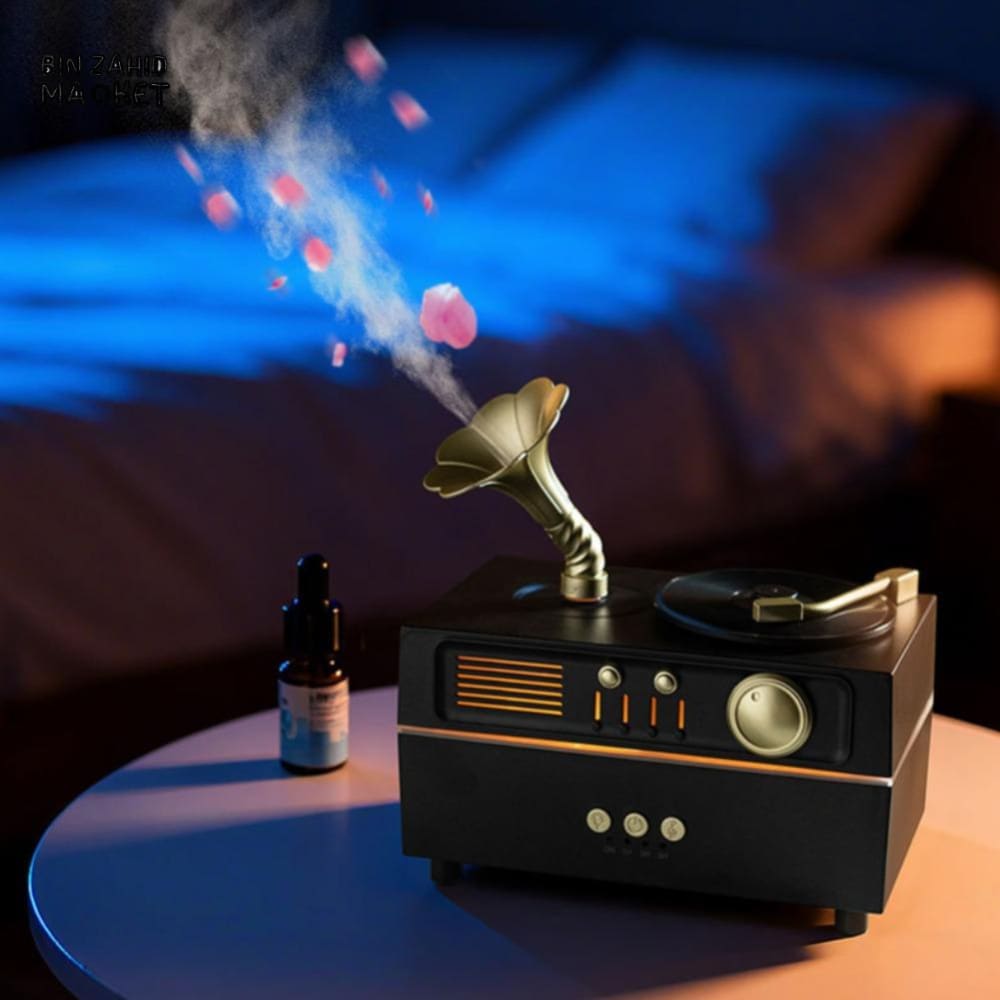 LUXURY VINTAGE GRAMOPHONE AROMA DIFFUSER WITHOUT SPEAKER – ULTRASONIC MIST HOME DECOR